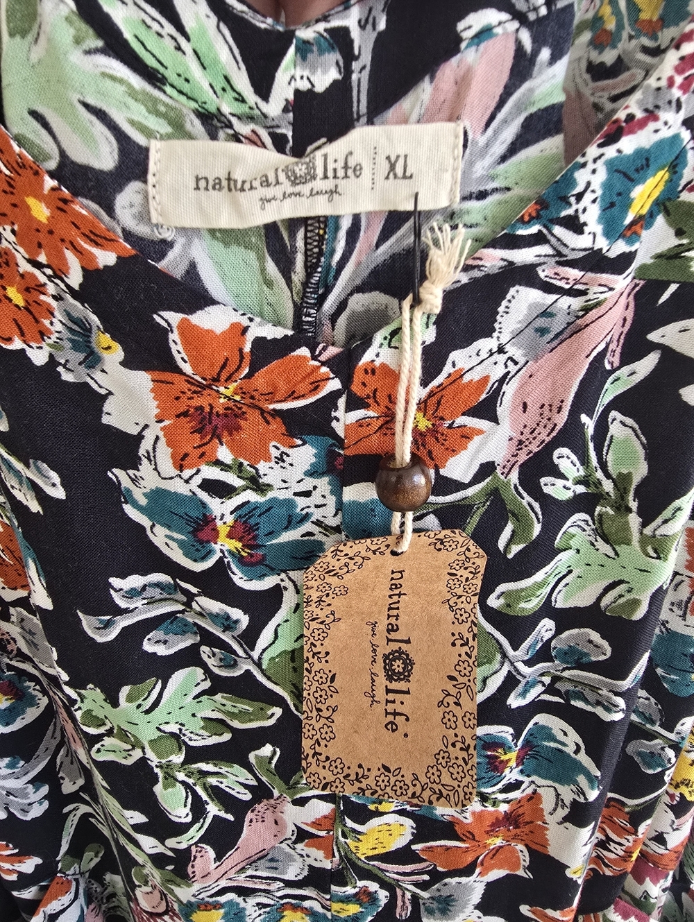 Natural Life NWT Chelsea Cotton Jumpsuit Floral Wide Leg Jumpsuit Romper Boho XL - Picture 7 of 8
